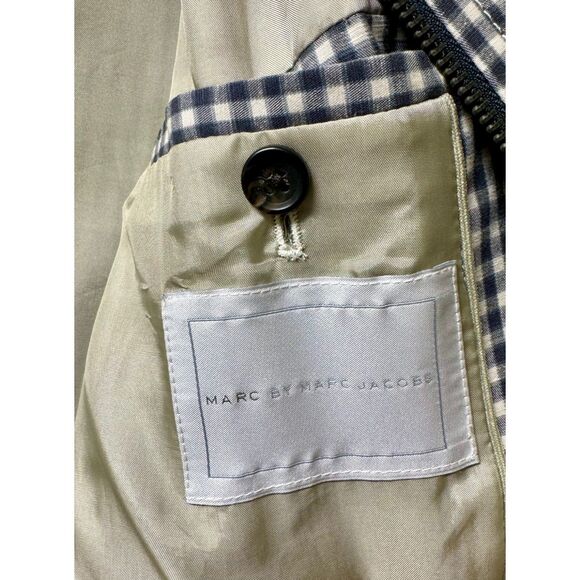 MARC BY MARC JACOBS Black/Ivory Linen Blend Zip Front Jacket, Sz L - Picture 10 of 13